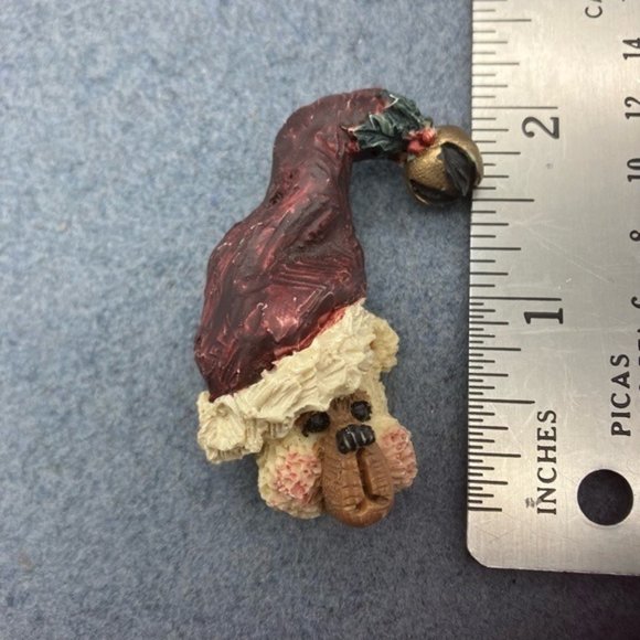 Christmas Pin Brooch Resin Teddy Bear Head Santa Hat Jingle Bell Red White Tan - Picture 5 of 6